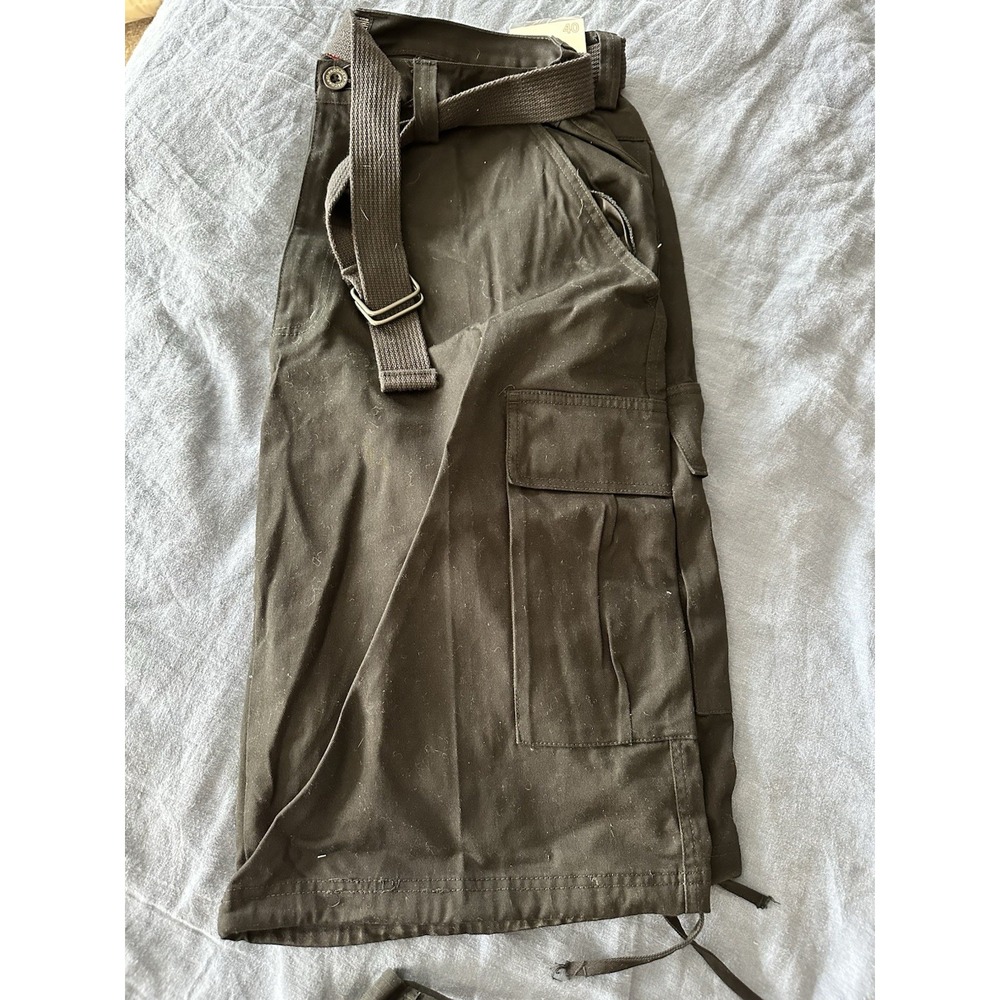 PJ Mark Belted Black Cargo Shorts Wide Leg Sz 40‎ NWT